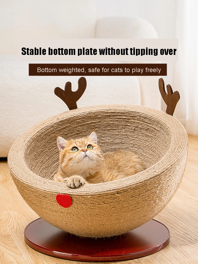 

Sisal Hemp Cat Scratch Board Nest Integrated Wear-resistant And Non Falling Circular Cat Claw Basin Home Decoration Cat Toy Anti