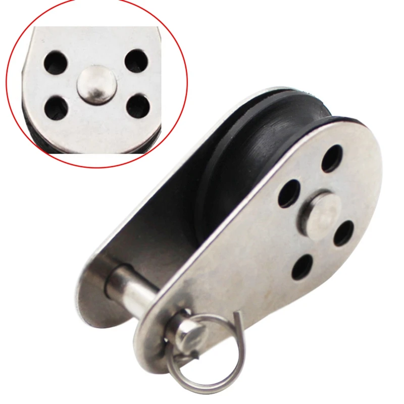 5PCS Stainless Steel M25 Pulley Block Hanging Wire Towing Wheel Lifting Wire Rope Cable Pulley Roller 4