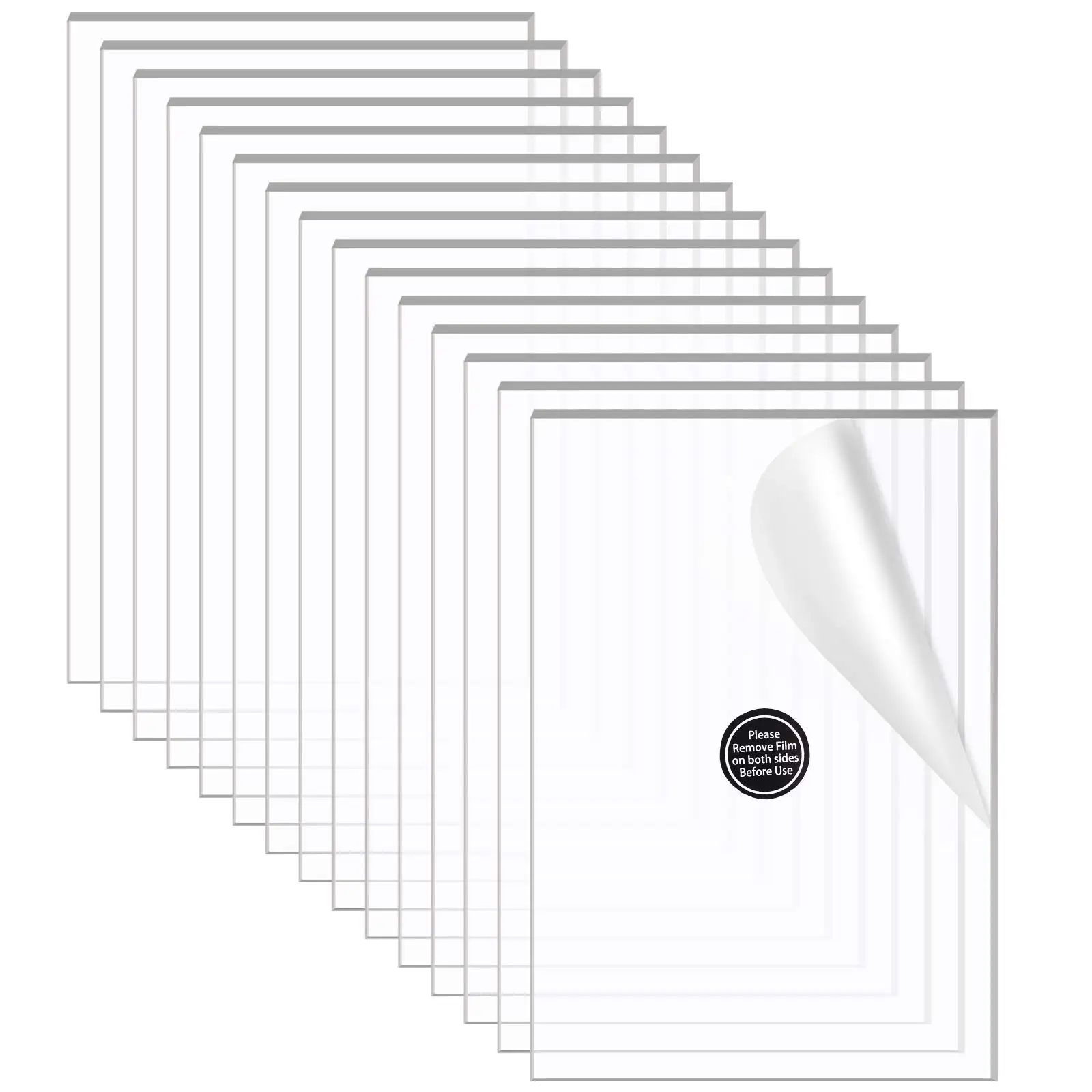 

12/24Pcs Clear Acrylic Sheets Transparent Square Panel Sheets with Protective Film for Picture Frame, Display Project, DIY Craft