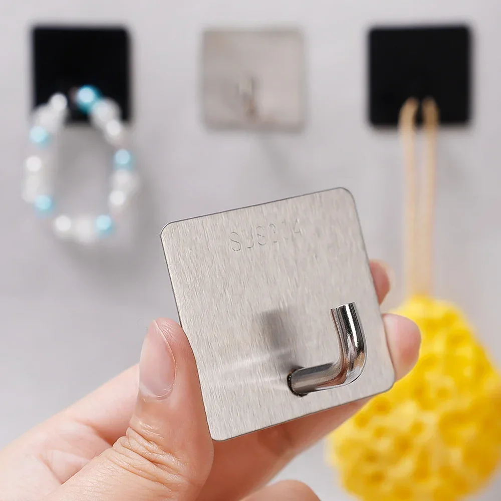 Self Adhesive Hooks 10/1PCS Stainless Steel Wall Mounted Waterproof Strong Adhesive Stickers Bedroom Kitchen Bathroom Home Storage Hangers