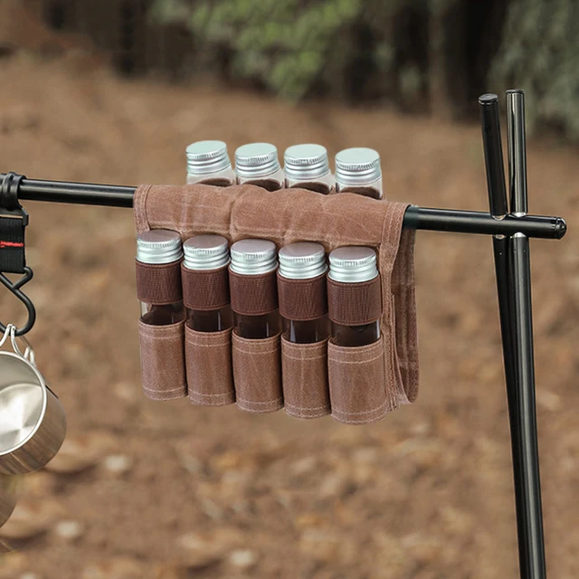 Kültéri Fűszeres Palackok Táskák Beállított Kemping Hordozható Összecsukható Tárolózsák Fűszeren Jar Cirkáló Tartó Vászon Táska Piknik Bbq - Image 3