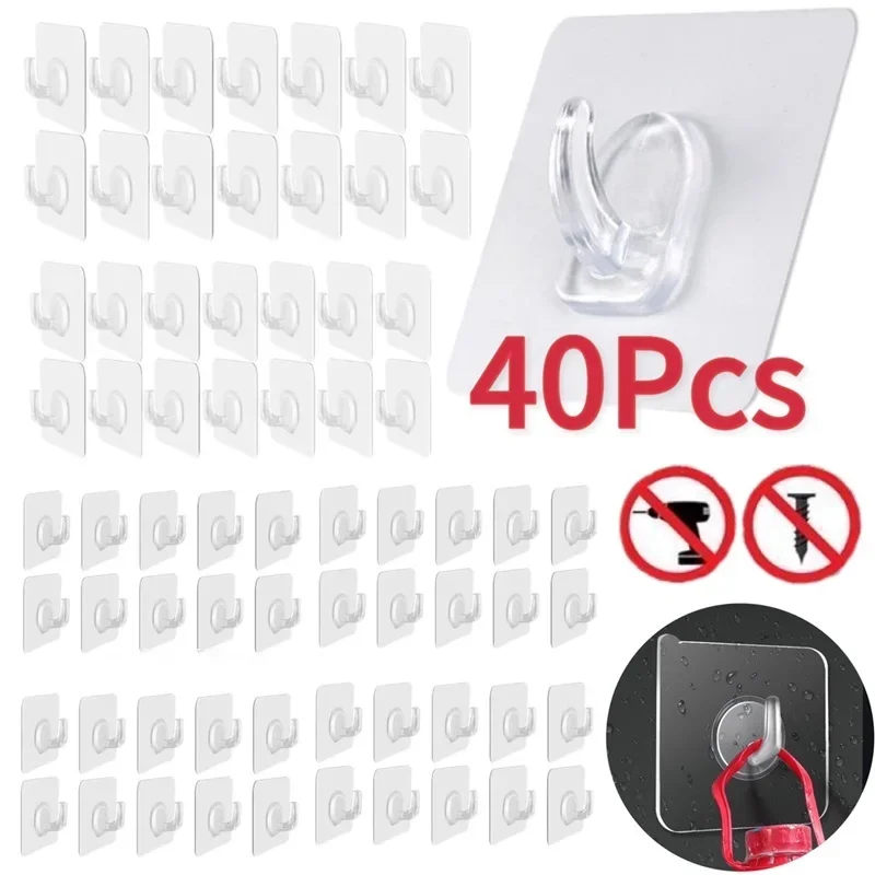 5/10/20/30/40Pcs Self-adhesive Hook Transparent Door Wall Hook Child Heavy Load Rack Kitchen Bathroom Towel Key Rack Sticky Hook 5/10/20/30/40Pcs Self-adhesive Hook Transparent Door Wall Hook Child Heavy Load Rack Kitchen Bathroom Towel Key Rack Sticky Hook