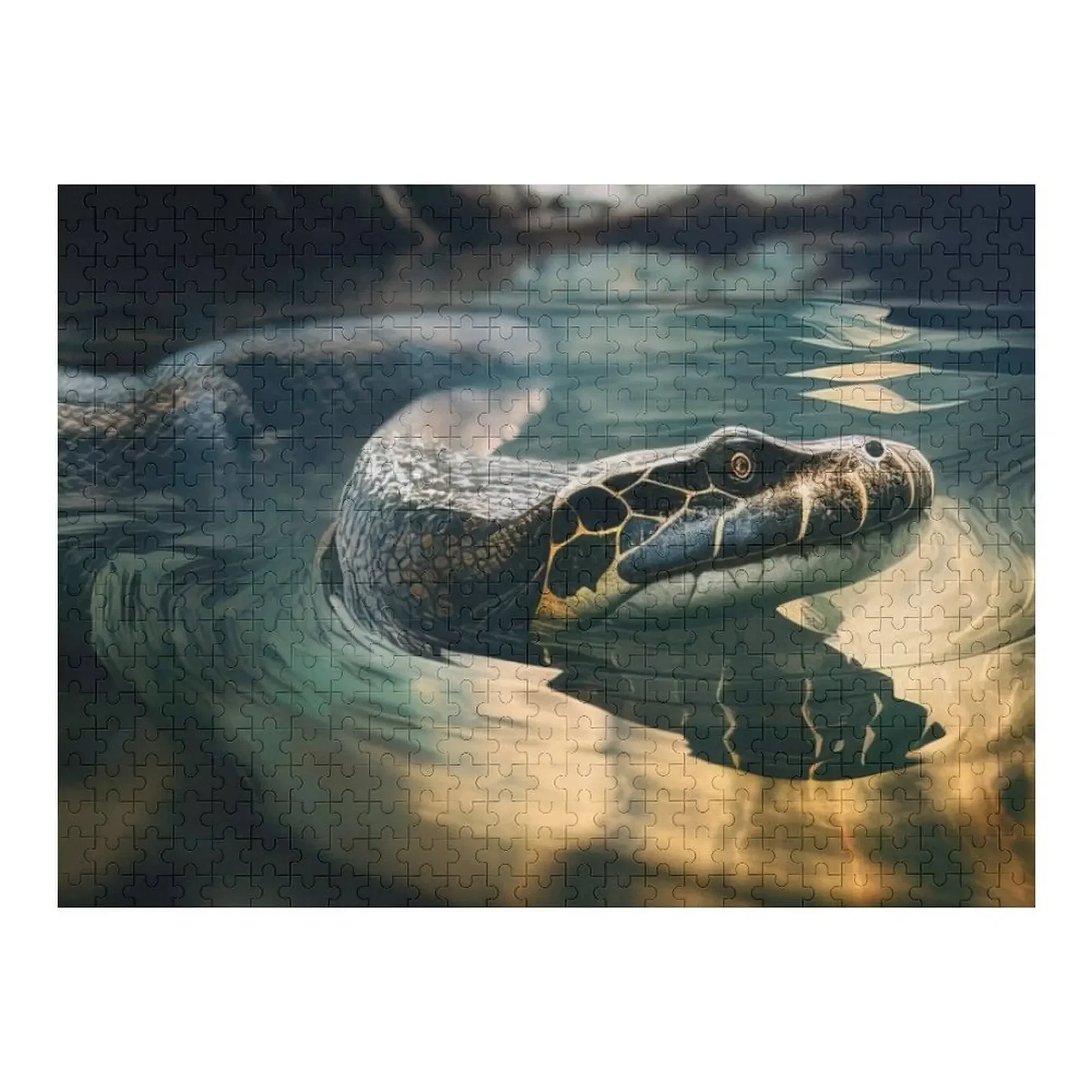 

Swimming anaconda in the jungle Jigsaw Puzzle Works Of Art Wooden Jigsaws For Adults Personalized For Kids Toddler Toys Puzzle