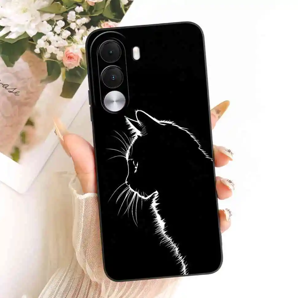 Cartoon Cat & Cute Dog Silicone Back Cover - 6.8 Premium Protective Phone Case