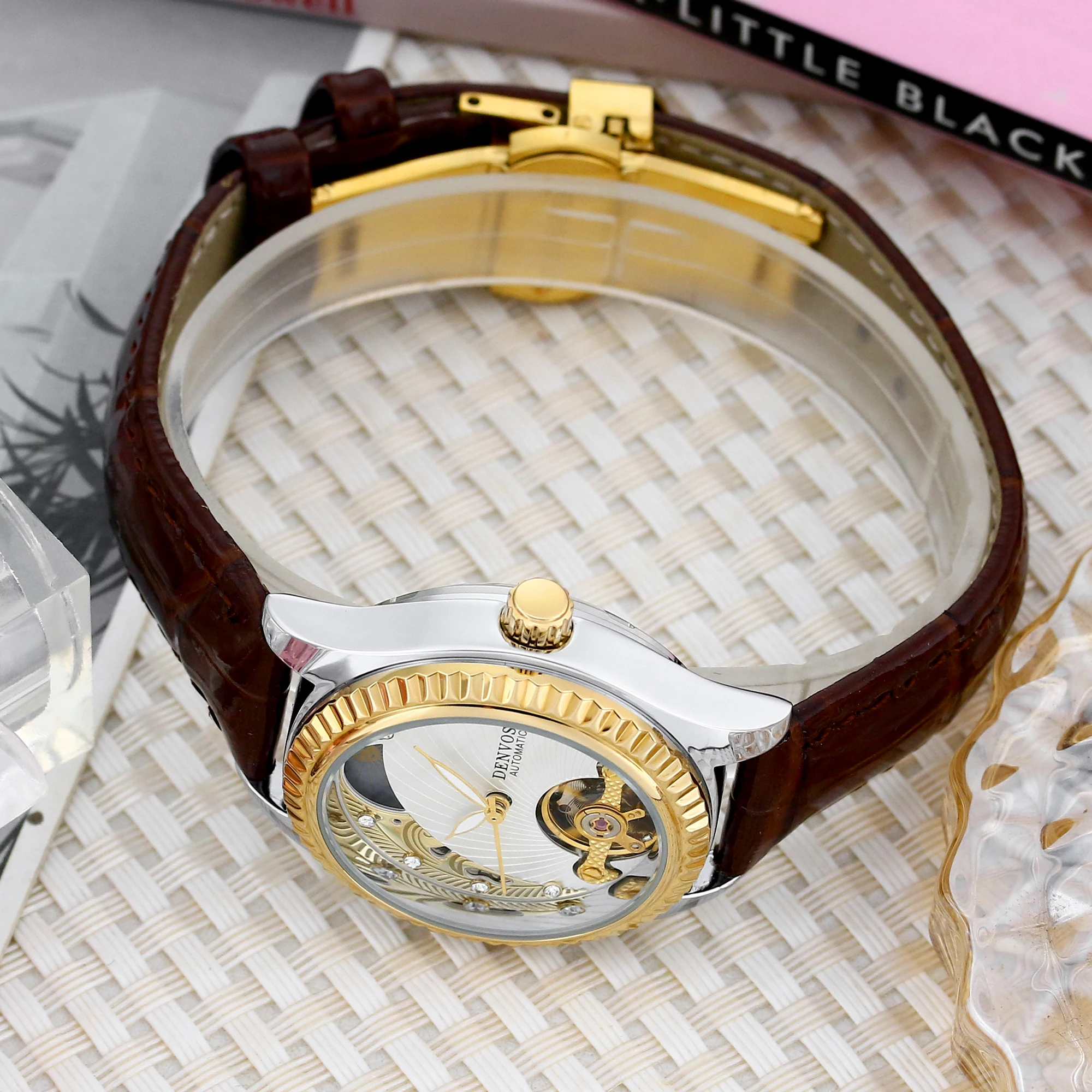 Women's Luxury Luminous Leather Watch - Automatic, Mechanical, & Waterproof Design