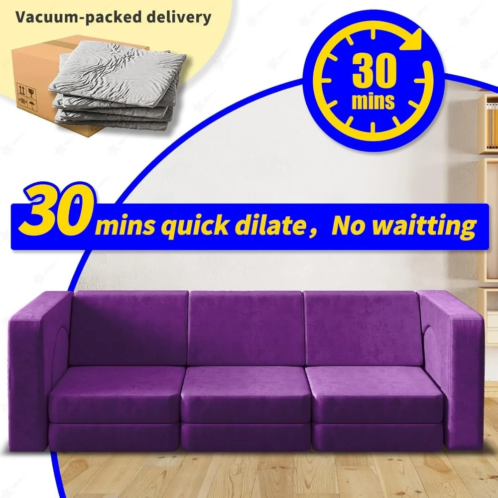 Kids Couch 12PCS,Modular Kids Play Couch for Playroom Bedroom,12 in 1 Multifunctional Kids Sofa for Playing,Creativing,Sleeping 3