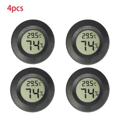 Set of Mini Digital Hygrometer Thermometer LCD Monitors for Indoor Humidity and Temperature Measurement (Black 4pcs)
