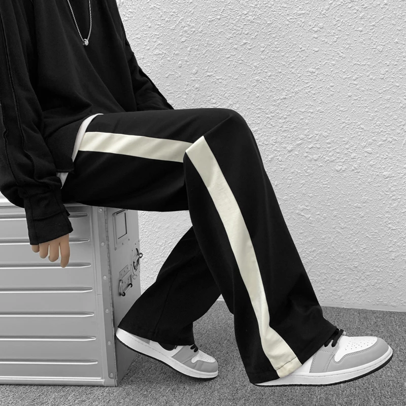 Pants Men Joggers Side Striped Autumn Trendy High Street Loose All-match Ins Leisure Trousers Clothing Gothic Retro Korean Style