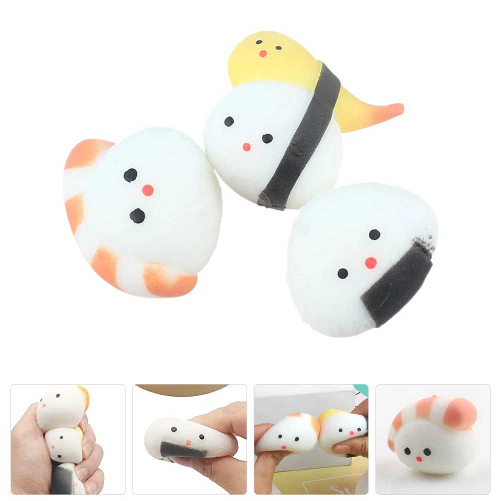 

3pcs Funny Sushi Squeezing Toy Realistic Sushi Stretchy Toy Relaxing Plaything