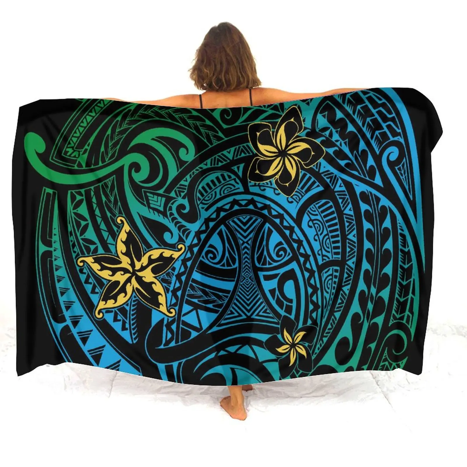 Hawaiian Seaside Resort Sarong Custom Vintage Tribal Stile Etnico Sarong Beach Bikini Jacket Pacific Island Sciarpa