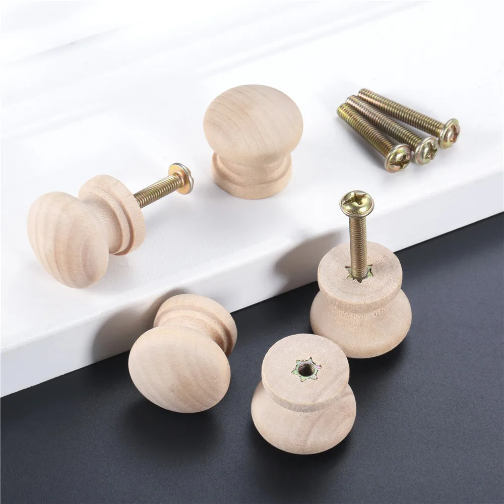 Wood Mini Knob Furniture Pull Mushroom-shape Handle 5pcs/set furniture knobs