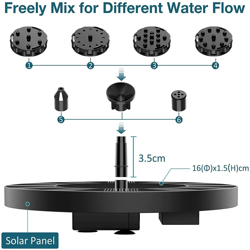 Solar Fountain Pump Solar Water Pump Garden Pond Fountain 13cm