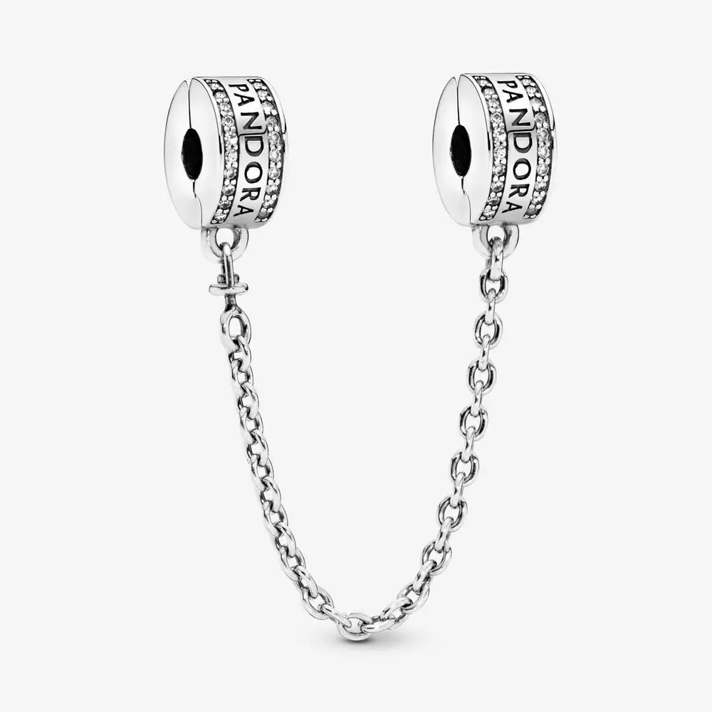2022 Hot Sale 925 Sterling Silver 18 models Zircon Safety chain Charms Bead Fit Original Pandora Bracelets Charm Dangle DIY