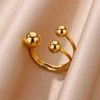 Bagues en acier inoxydable 316L pour femmes, couleur or, anneau ouvert géométrique multicouche, Vintage, étanche, bijoux esthétiques de mariage, cadeau