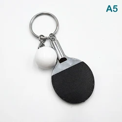 Mini Table Tennis Racket Keychain Pendant - Fun Souvenir & Bag Charm Gift (Black)