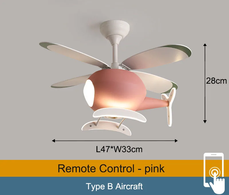 飛行機の形をした照明付きの飛行機のシーリングファン,男の子と女の子