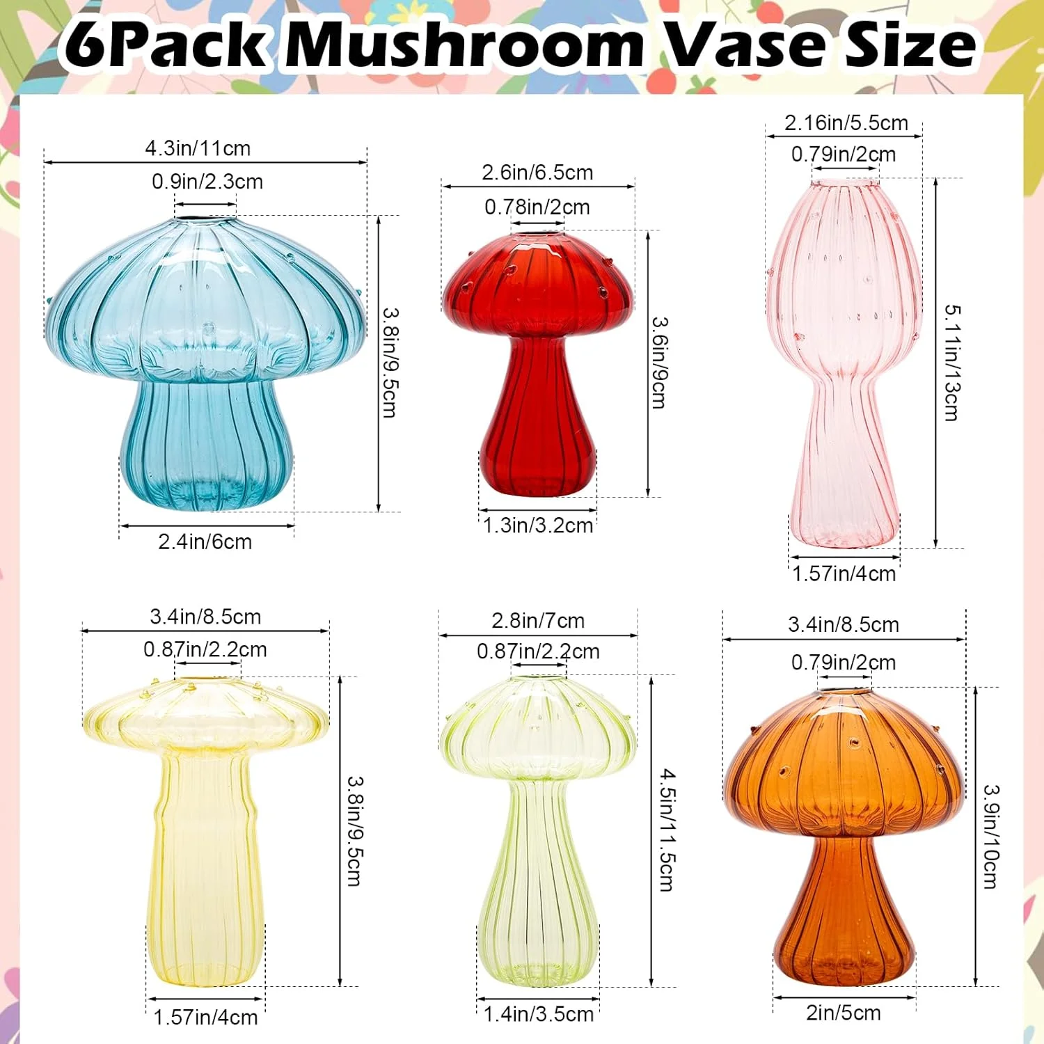 Mushroom Glass Vase Set 2