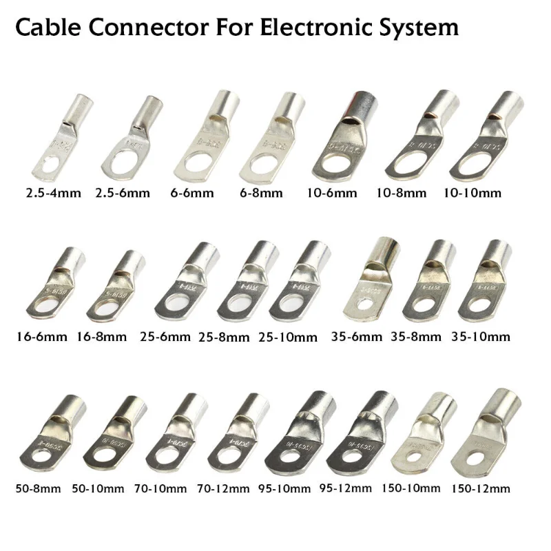 5PCS Battery Copper Crimp Terminals Cable Lug Eyelet Wire Ring Connector  6MM² - 95MM² Wire Connector Terminals Terminator