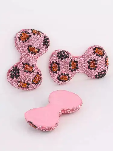 2Pcs Bling Colorful Pink Brown Leopard Print Bow Flat Back Decor Pink Blue Red Bowknot Charm Junk Phone Case Hair Accessories - Image 12