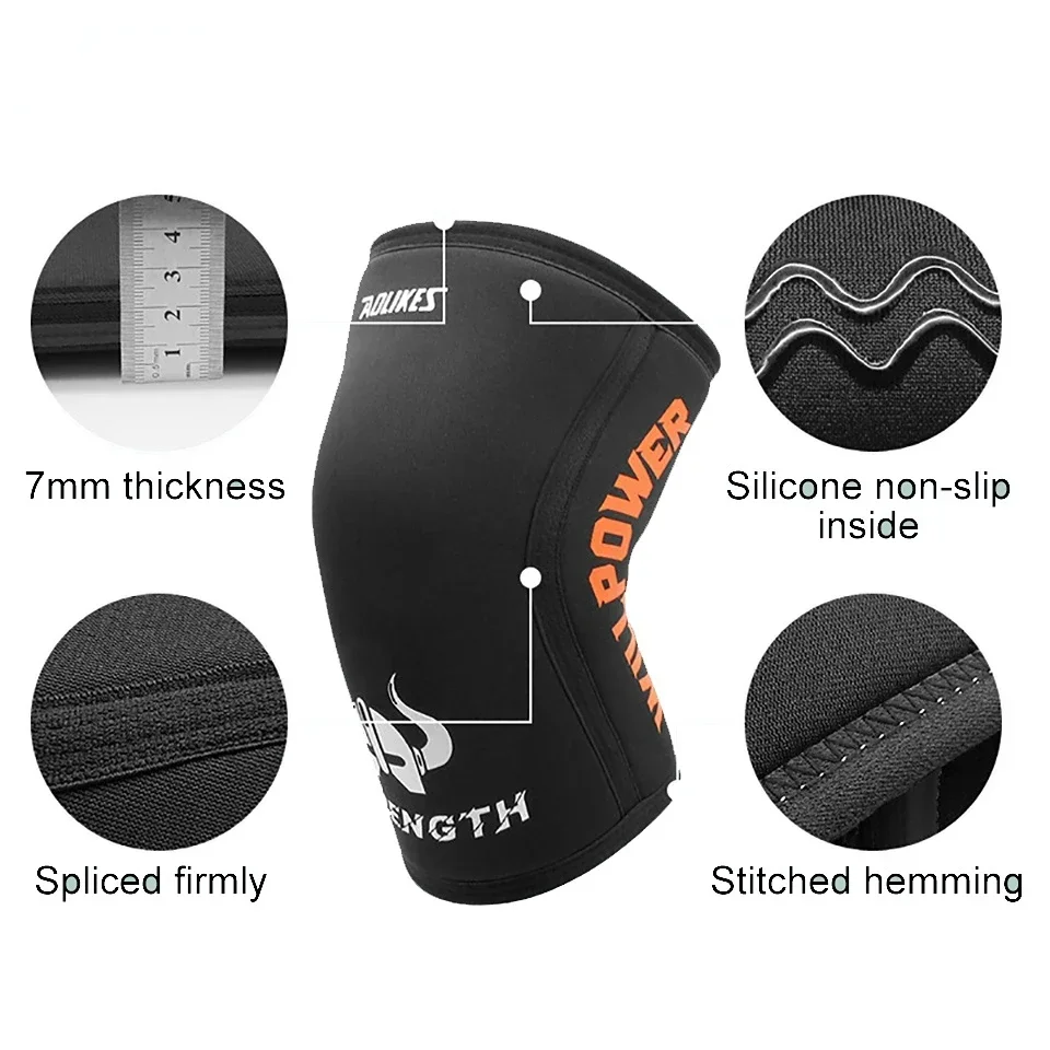 

7mm PCS 1 Pressured 2 Sports Pads Weightlifting Men Knee Training Neoprene Compression Crossfit Support Pair Kneepads Women