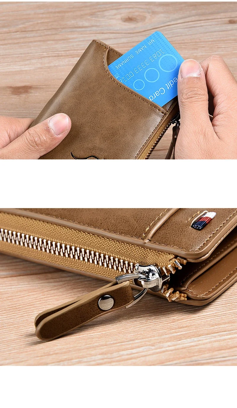 Luxury RFID Blocking Wallet - Mens Zipper Business Card Holder