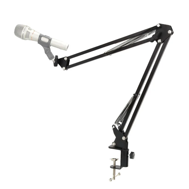 Adjustable Scissor Arm Mic Stand with Thickened C-Clamp for USB/Live Mic 6cm TableClamping RotationMount CompactDesk Holder