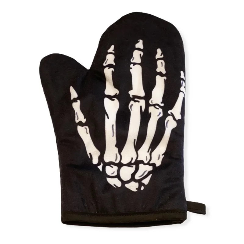 Halloween-Skeletthand-Ofenhandschuh-Set, Einweihungsgeschenk, Topfhalter, Gastgeber, Vater, Raumdekoration, Halloween-Party-Zubehör – Detail 1