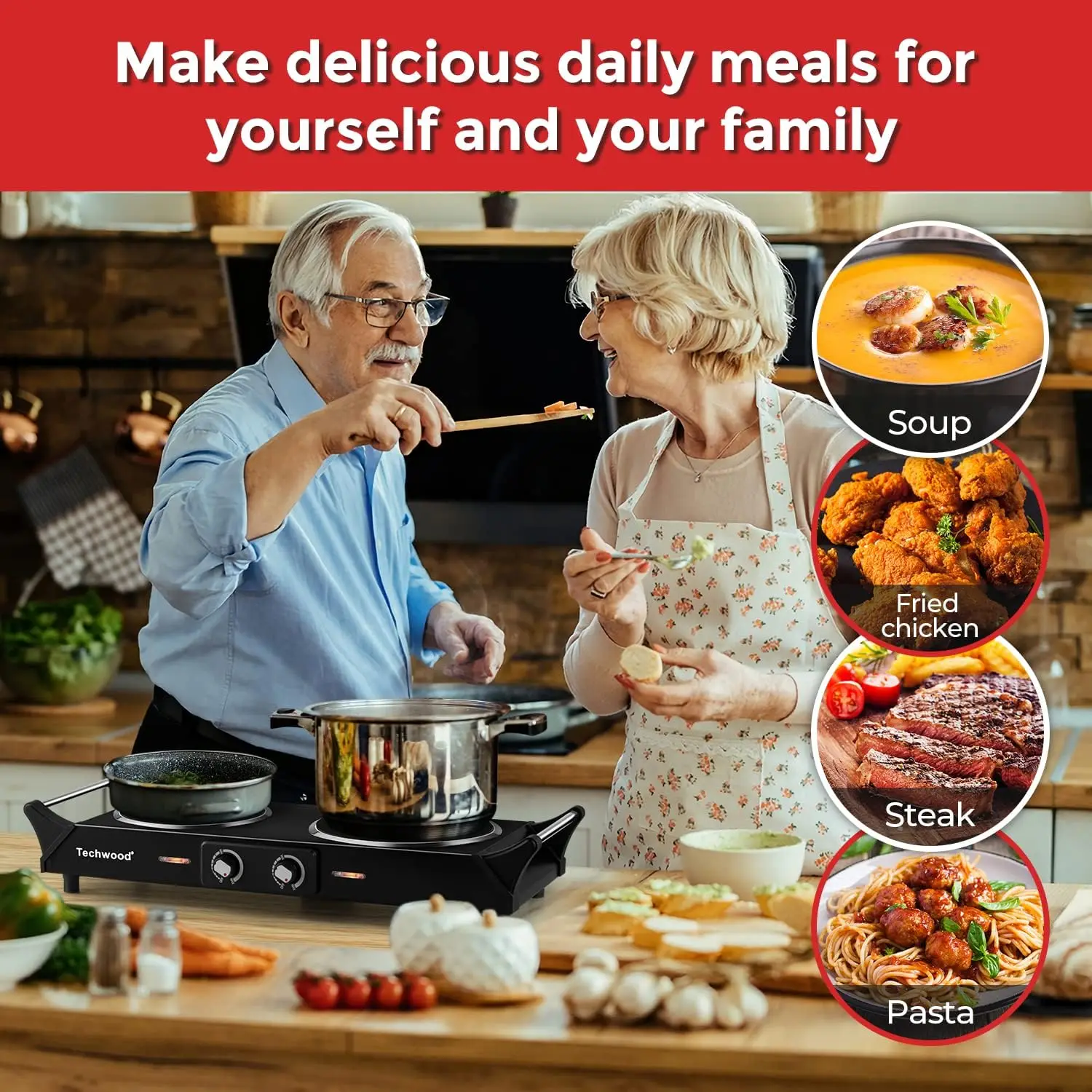 1800W Double Infrared Ceramic Electric Stove for Cooking, Dual Control Cooktop Burners Compatible for All Cookwares 4