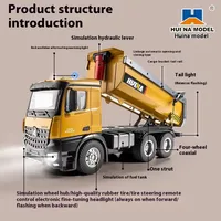 Huina 1573 1:14 10ch Remote-controlled Alloy Dump Truck Excavator 2.4g Wireless Remote-controlled Rtr Engineering Vehicle Toy 2