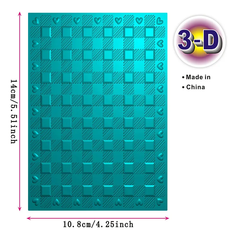 2025 새로운 3D 엠보싱 릴리프 폴더 - 피크닉 테이블보 체크무늬 질감 |   4.25 x 5.5 인치 앨범 용지 수제 클립용으로 사용됨