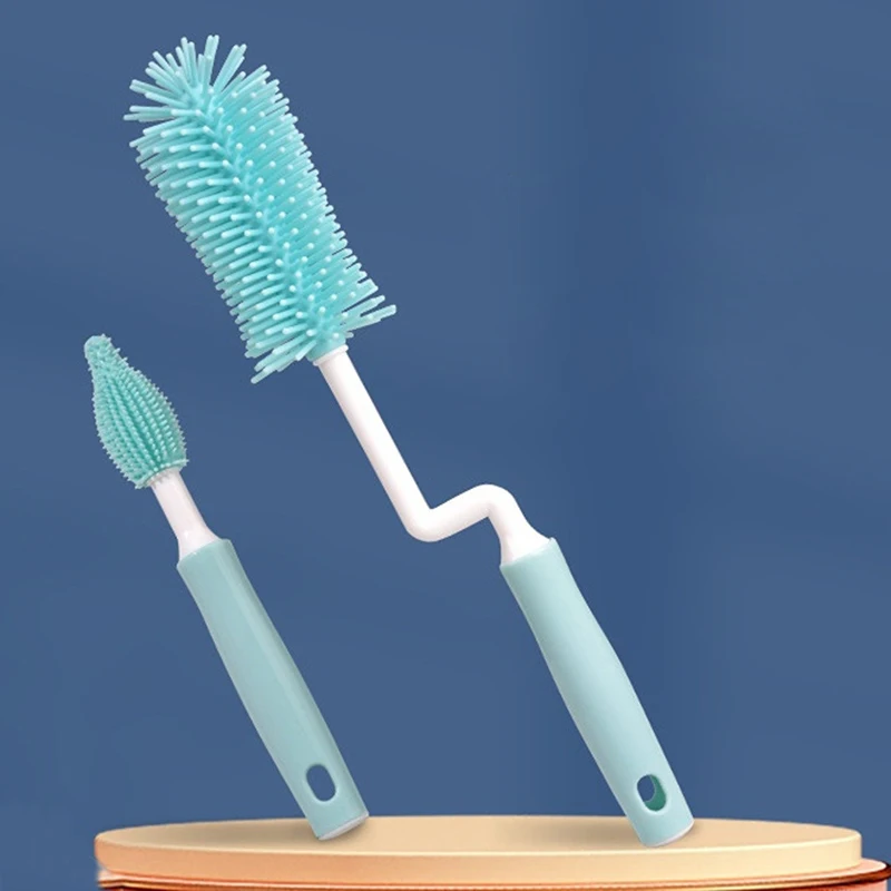Silicone bottle Brush Cleaning set Baby straw pacifier Brush 360 degree upright long handle rotary