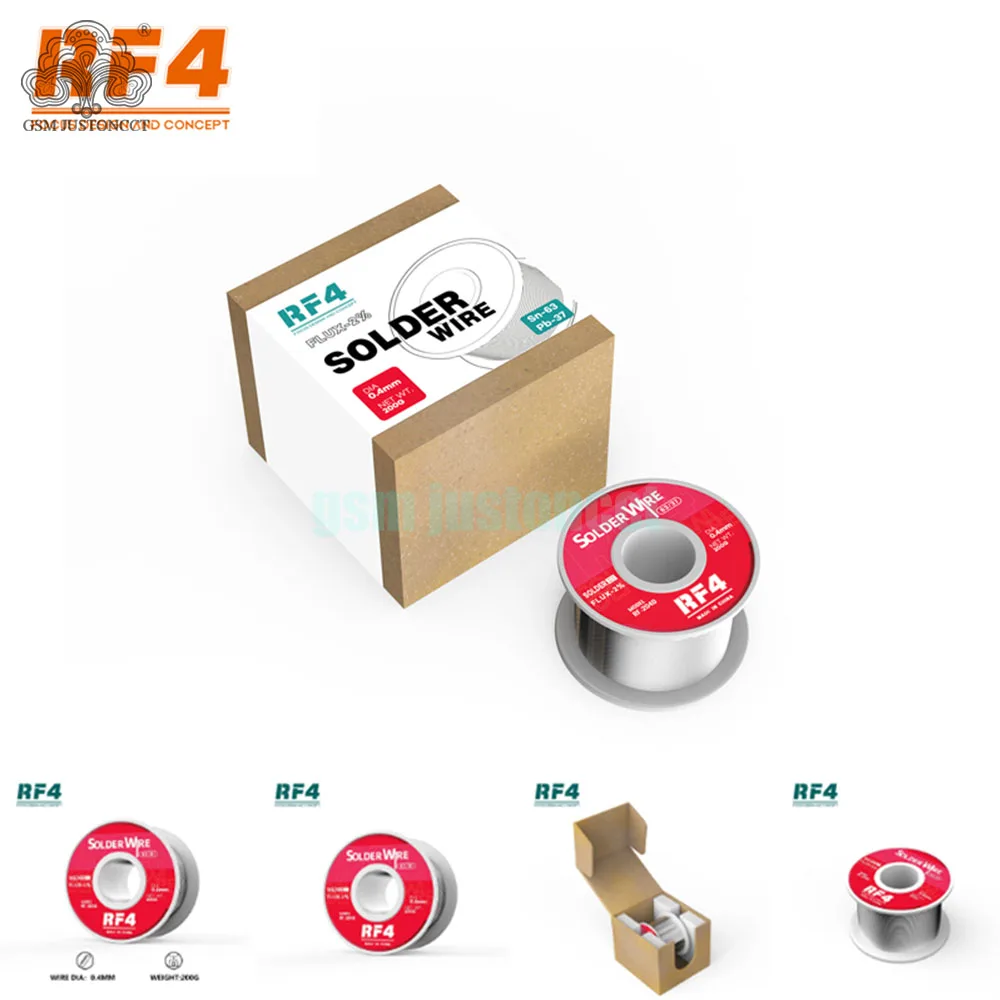 RF4 작은 잔류 물 200g 고순도 납땜 와이어 6337 주석 납 용접 와이어 전자 납땜 0.8 0.6 납땜 제거 와이어