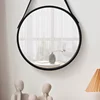 Perforation-free Vanity Mirror Wall-mounted Round Thickened Wooden Border Dressing Mirrors Bathroom Mirror Makeup Mirror 2