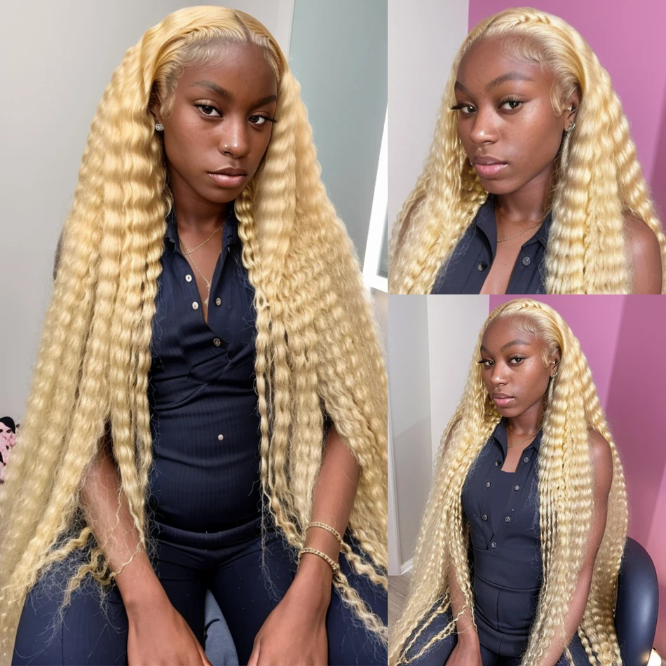 13x6 13x4 613 Honey Blonde Colored Curly Lace Front Human Hair Wigs for Women Brazilian 180 Deep Wave Frontal Wig Human Hair