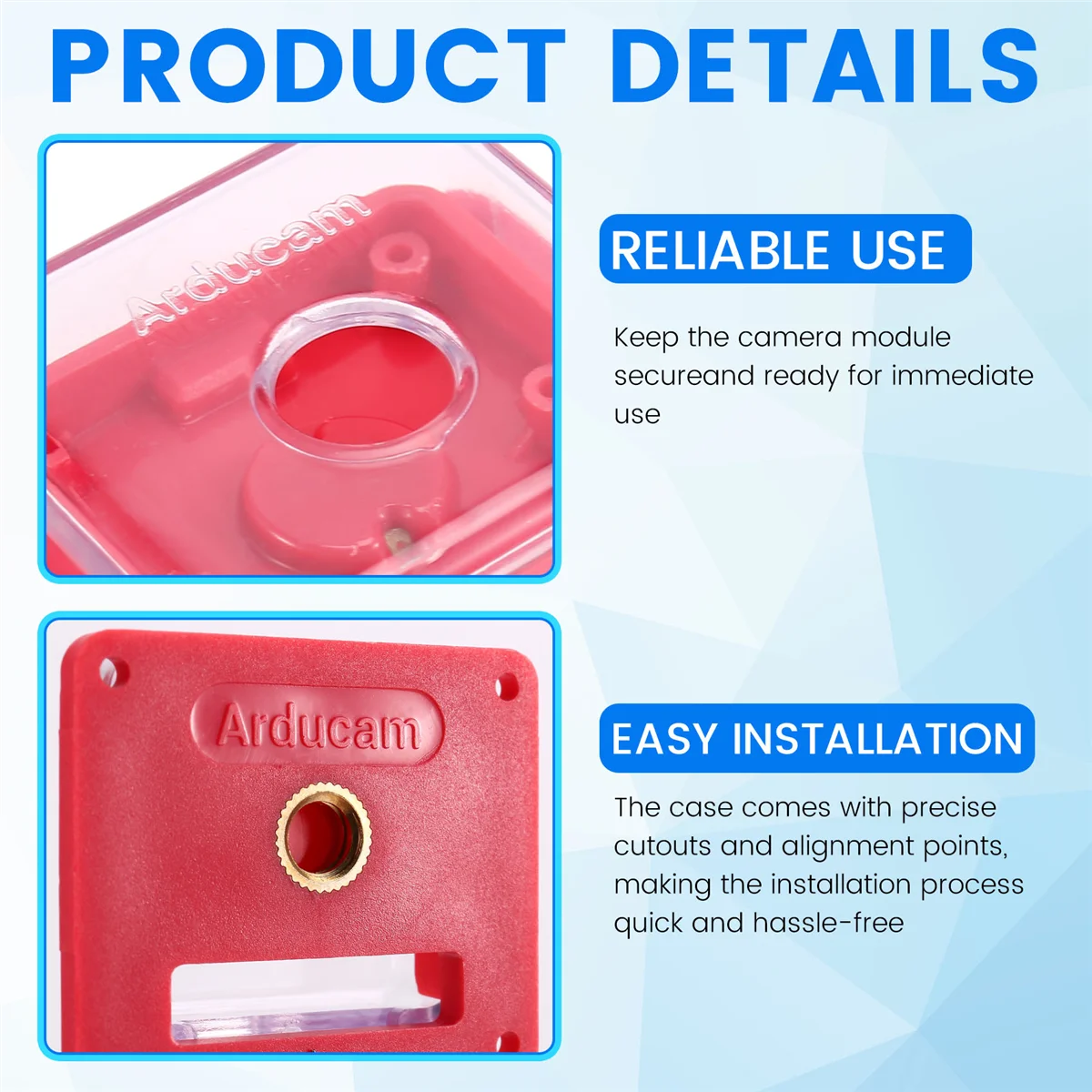 For RPi Camera Module Case for RPi Camera V1/V2 16MP/64MP IMX219 Board Housing Case Red