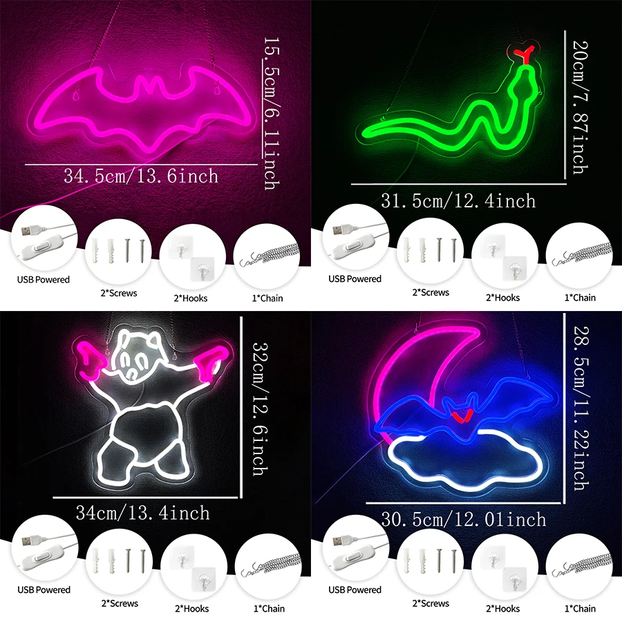 녹색 뱀 LED 네온 사인, 흥미로운 동물 아이콘 USB 전원 조명, 십대 방, 게임룸, 바 장식에 적합.