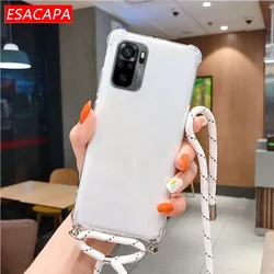 Transparent Shockproof TPU Crossbody Strap Necklace Lanyard Soft Case for Honor X60 Pro (White black-GS)