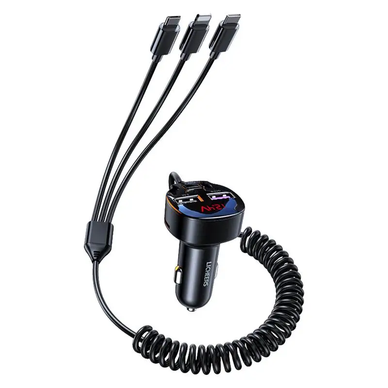 

55W USB C Car Charger Universal Retractable Phone Chargers Cord With Type C 55W Super Fast Type C Cable For Most Phone Tablet