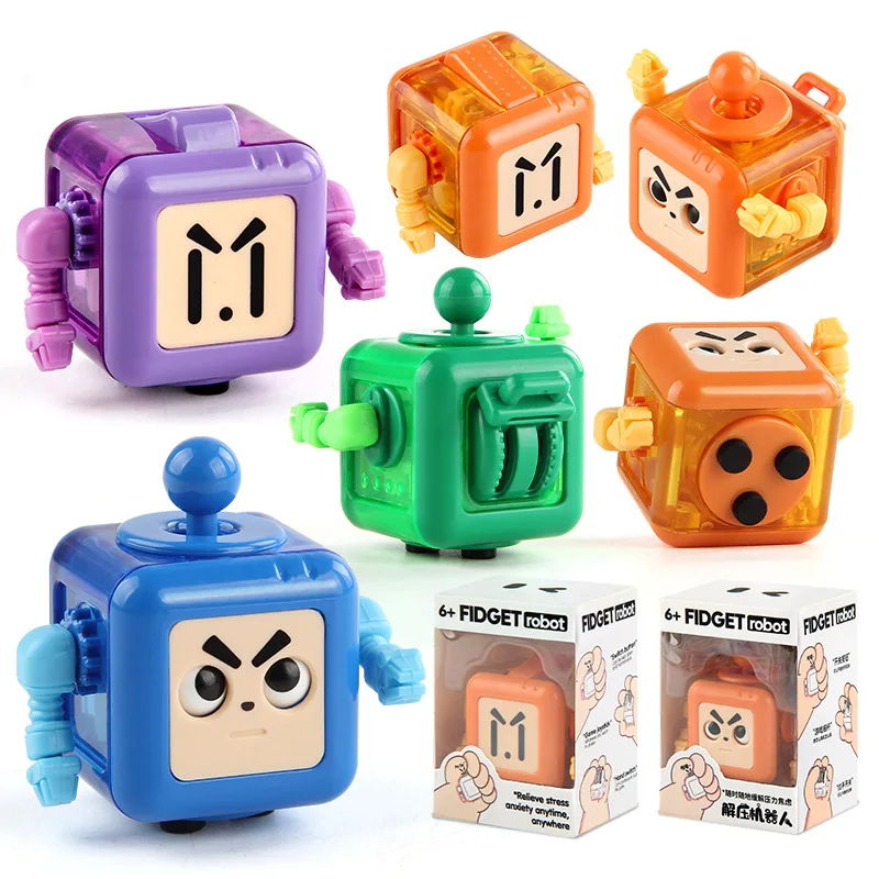 Funny Big Eyes Robot Cube Decompression Toys 6sided Playable Sensory Toys Stress Relief Gifts for Children Adult антистресс