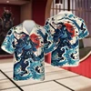 3D Print Japanese Warrior Shirts For Men Samurai Graphic Beach Shirt Fashion Mens Short Sleeve Button Down Blouses Tops 4