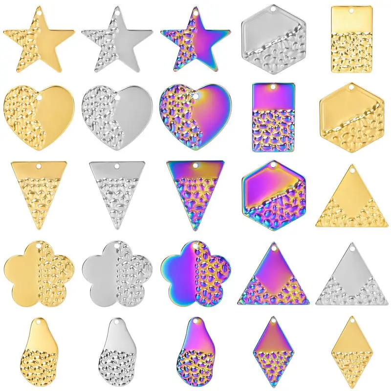 

10pcs/lot Stainless Steel Fashion Geometric Heart ,Triangle,Flower Pendant Jewelry Making diy Necklace Earrings Charm Accessory