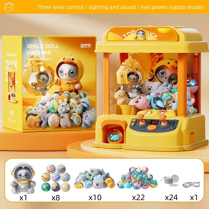 

Mini Claw Machine Toys for Children DIY Automatic Doll Machines Coin Operated Play Game Claw Crane with Music Kids New Year Gift