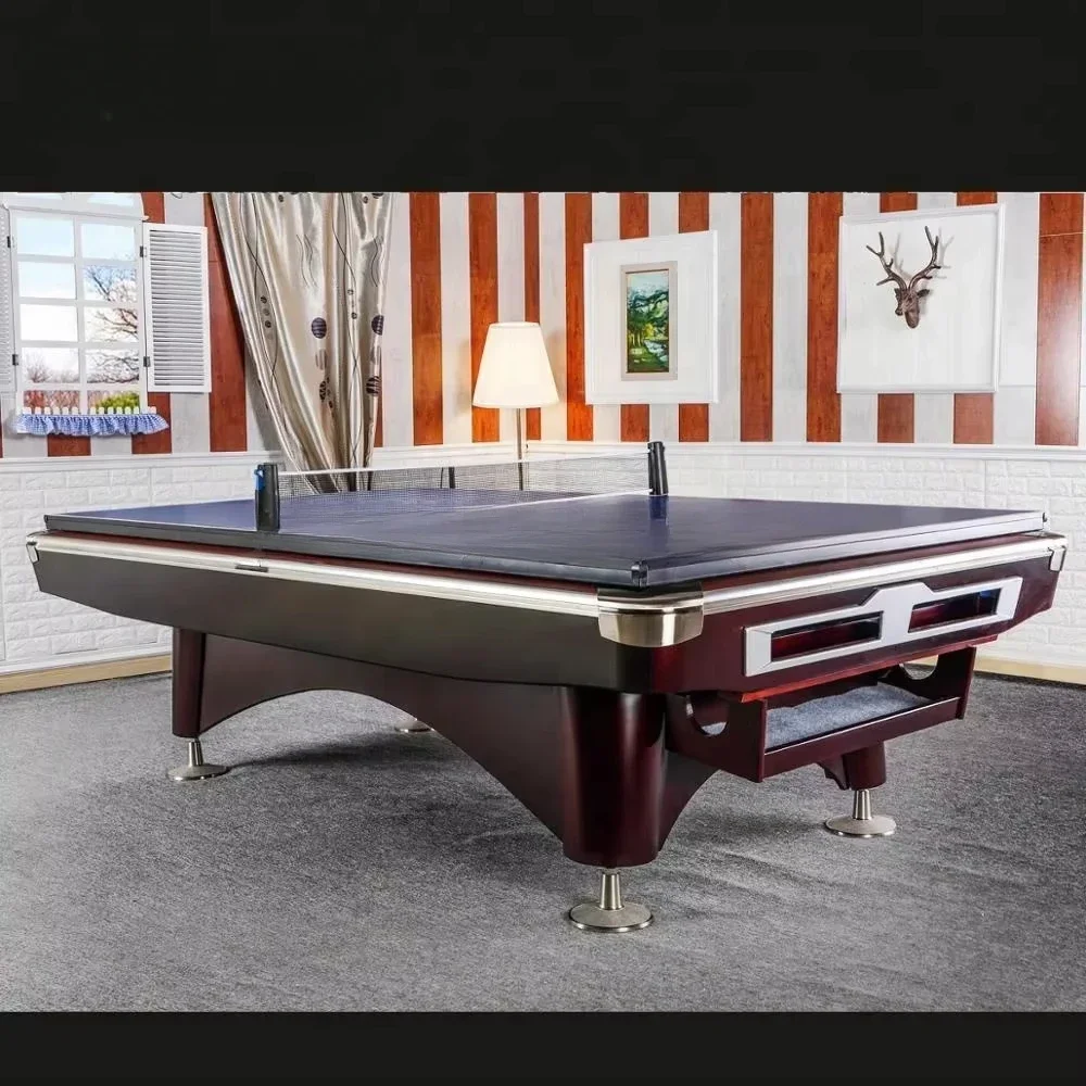 China pool table 9 ball black slate snooker pool table with solid wood