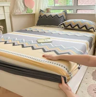 Bedding Set 100% Cotton Fitted Sheet + 2pc Pillowcases Bed Sheet Soft Rabbit Flower Print Single Double Queen King Cal-King Size 2