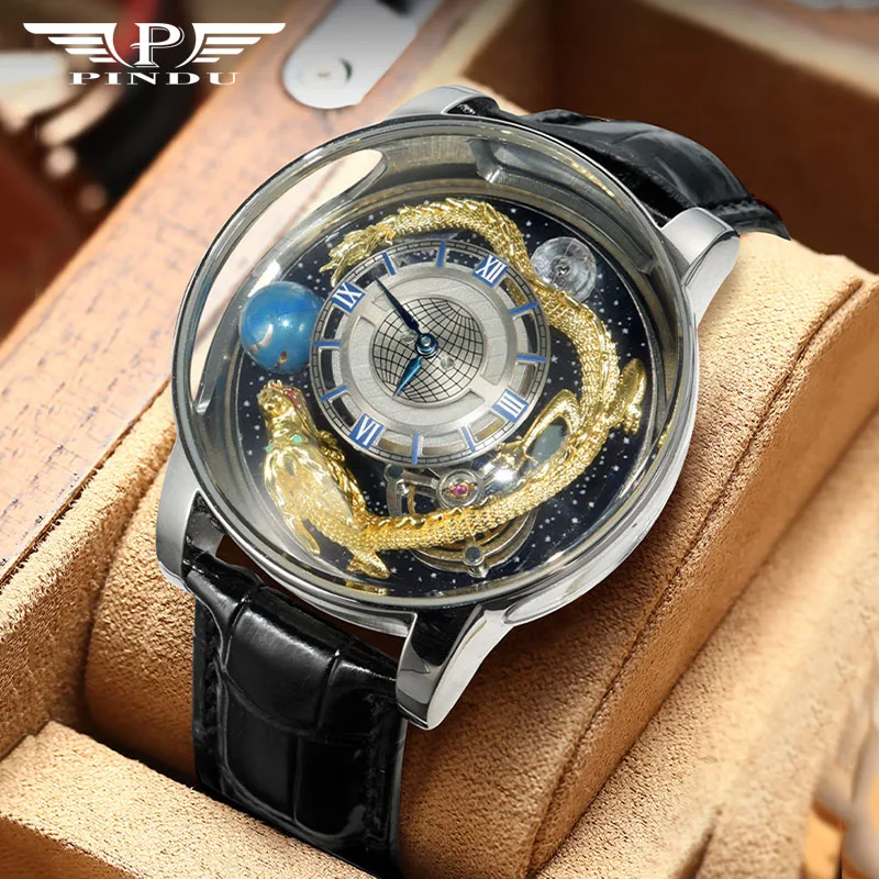 Nuovo Design Celestial Watch Tourbillon Man Watch Pindu New Watch Orologi Da Polso Al Quarzo Da Uomo Blue Rose Gold Jacob Co Orologio In Pelle