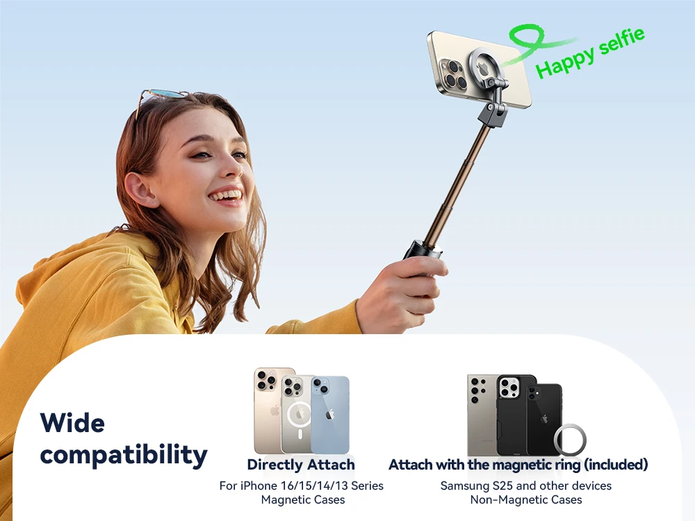 Remote Control Selfie Stick Magnetic Airplane Phone Holder Scalable & Rotatable