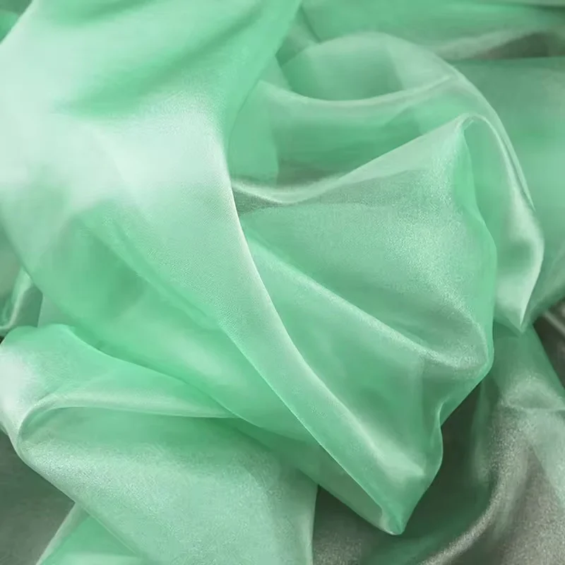 Elegant Sage Green Matte Sheer Organza Fabric for Bridal and Formal Wear
