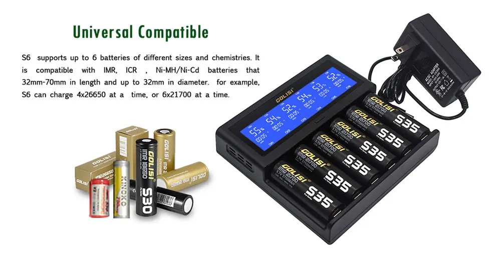 Bateria 2A LCD Carregador Inteligente Para 18650