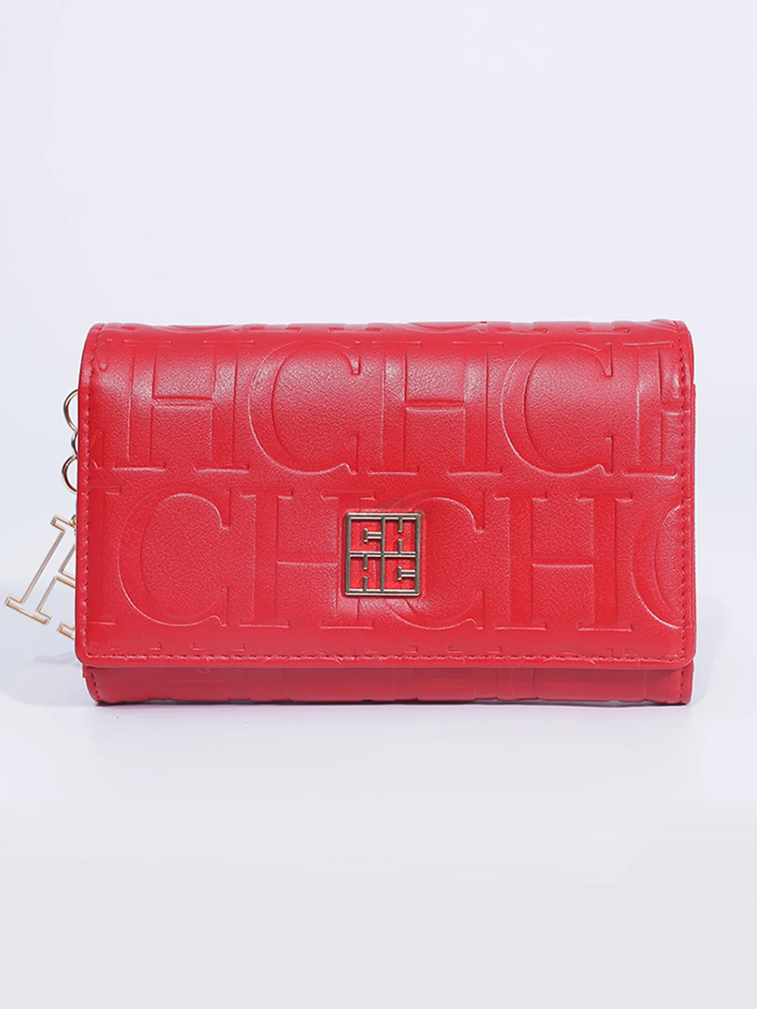 CH Damen-Geldbörse mit geprägtem Schriftzug, eleganter Kartenhalter mit Klappe, Münzbörse mit Schlüsselanhänger, modische Clutch-Geldbörse für den täglichen Gebrauch – Detail 1