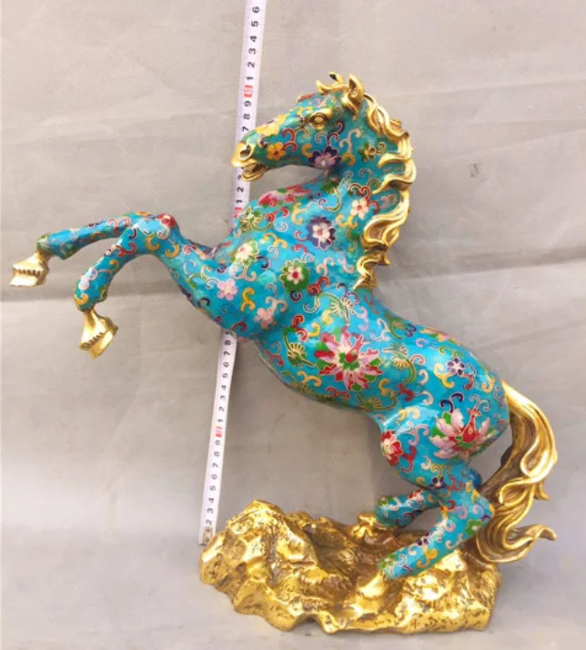 

Pure copper antique Cloisonne Enamel colored Zodiac horsecraft household office decoration